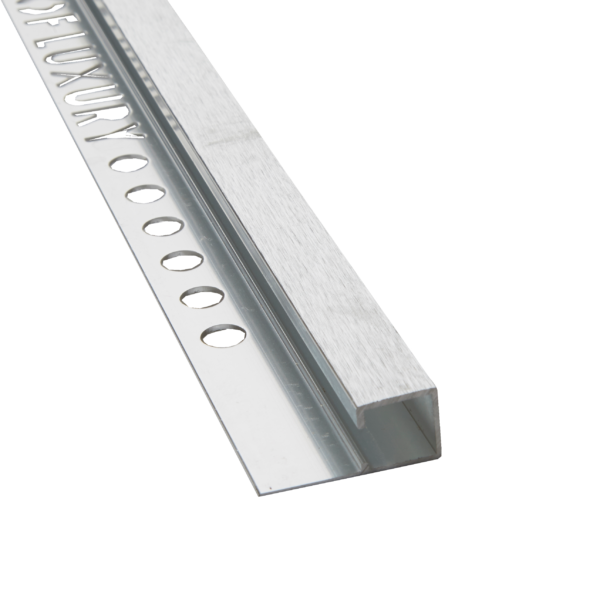 Unique Box Tile Trim Brushed Silver 2.5m