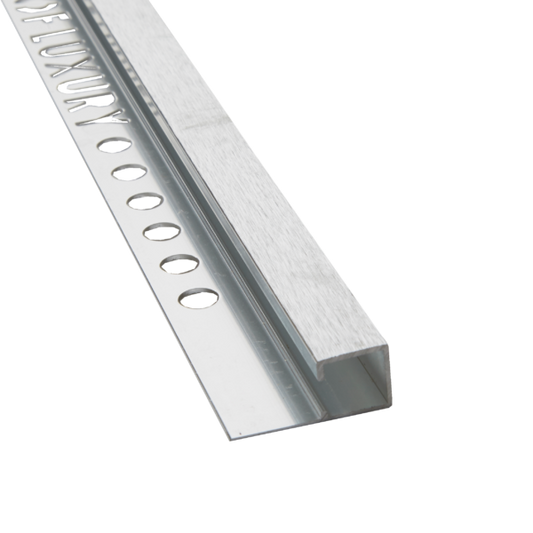 Unique Box Tile Trim Brushed Silver 2.5m