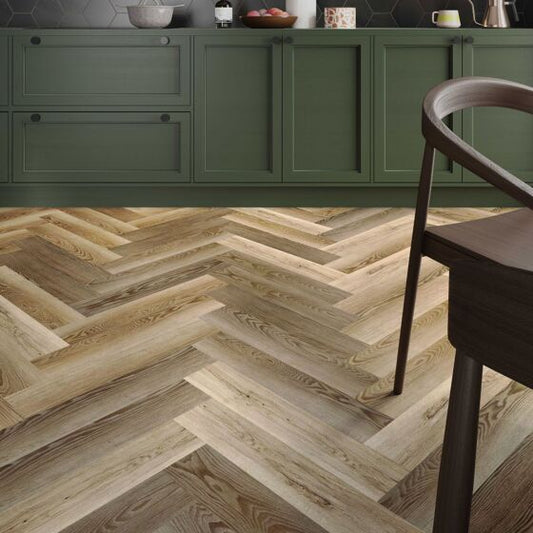 Herringbone LVT 630mm x 126mm x 5.2mm SPC Flooring Pk/28 (£51.60m2)