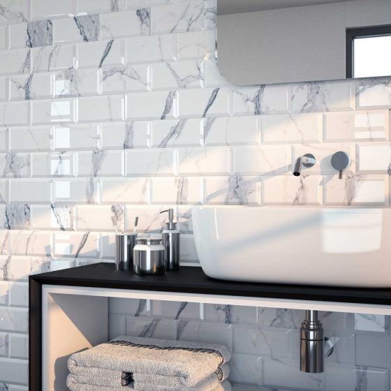 10x20cm Metro Bevelled Calacatta Grey